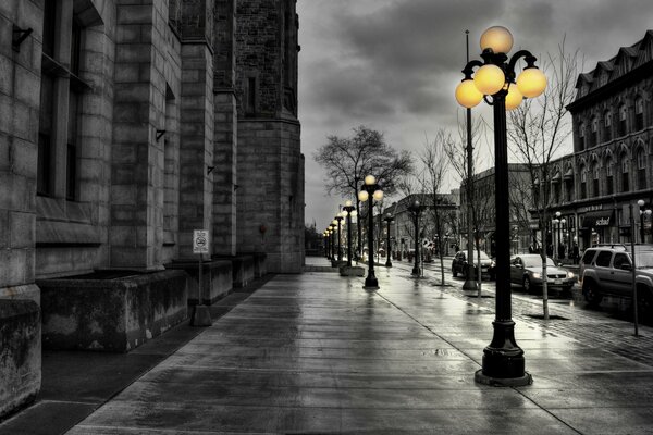 The light of night lanterns in the city