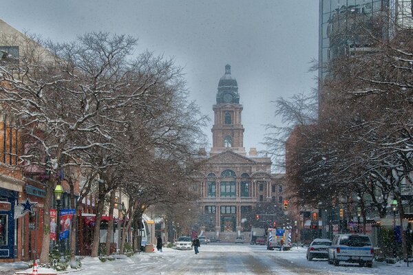 Courthouse in Texas in winter