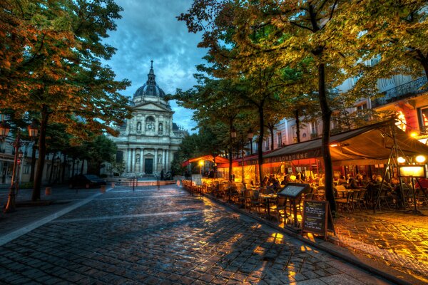 Evening lights of the city of Paris