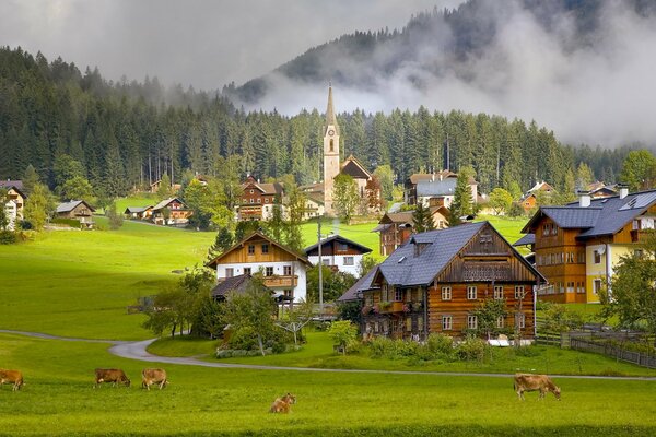 Petit village de montagne autrichien