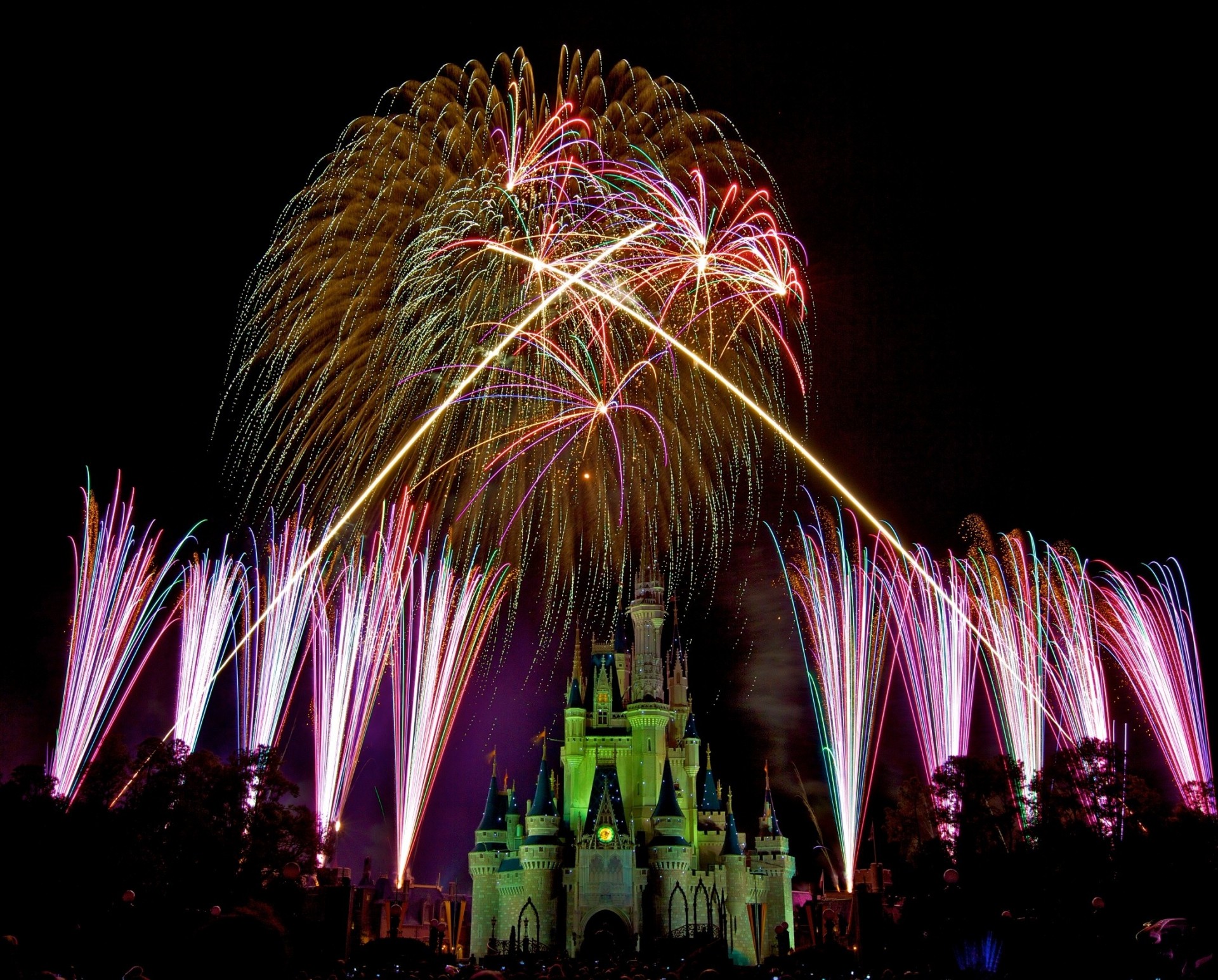 nacht feuerwerk disney magisches königreich weihnachtsdekoration