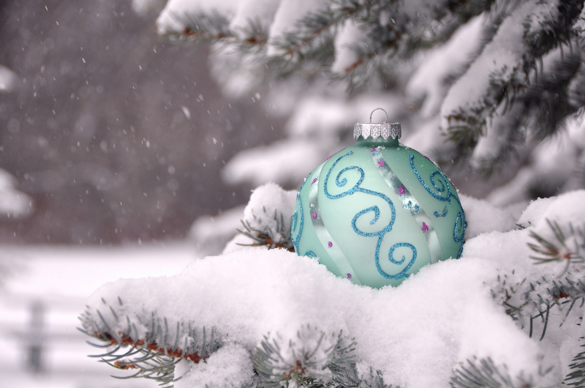 branches ball snow winter toy