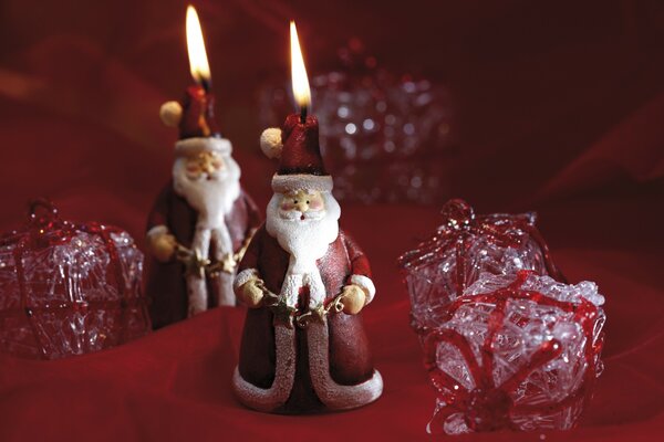 Candles in the form of Santa Claus