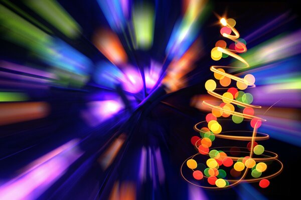 Abstract Christmas drawing with spiral and bokeh