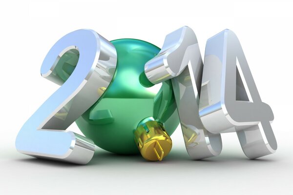 Новый год 2014, цифры с зелёным шаром