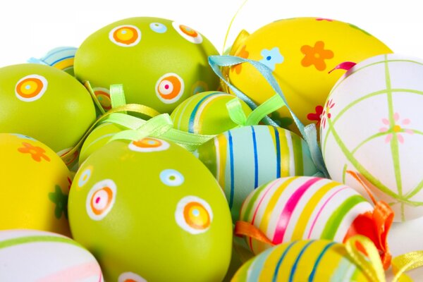 Easter eggs have patterns on them bright colors