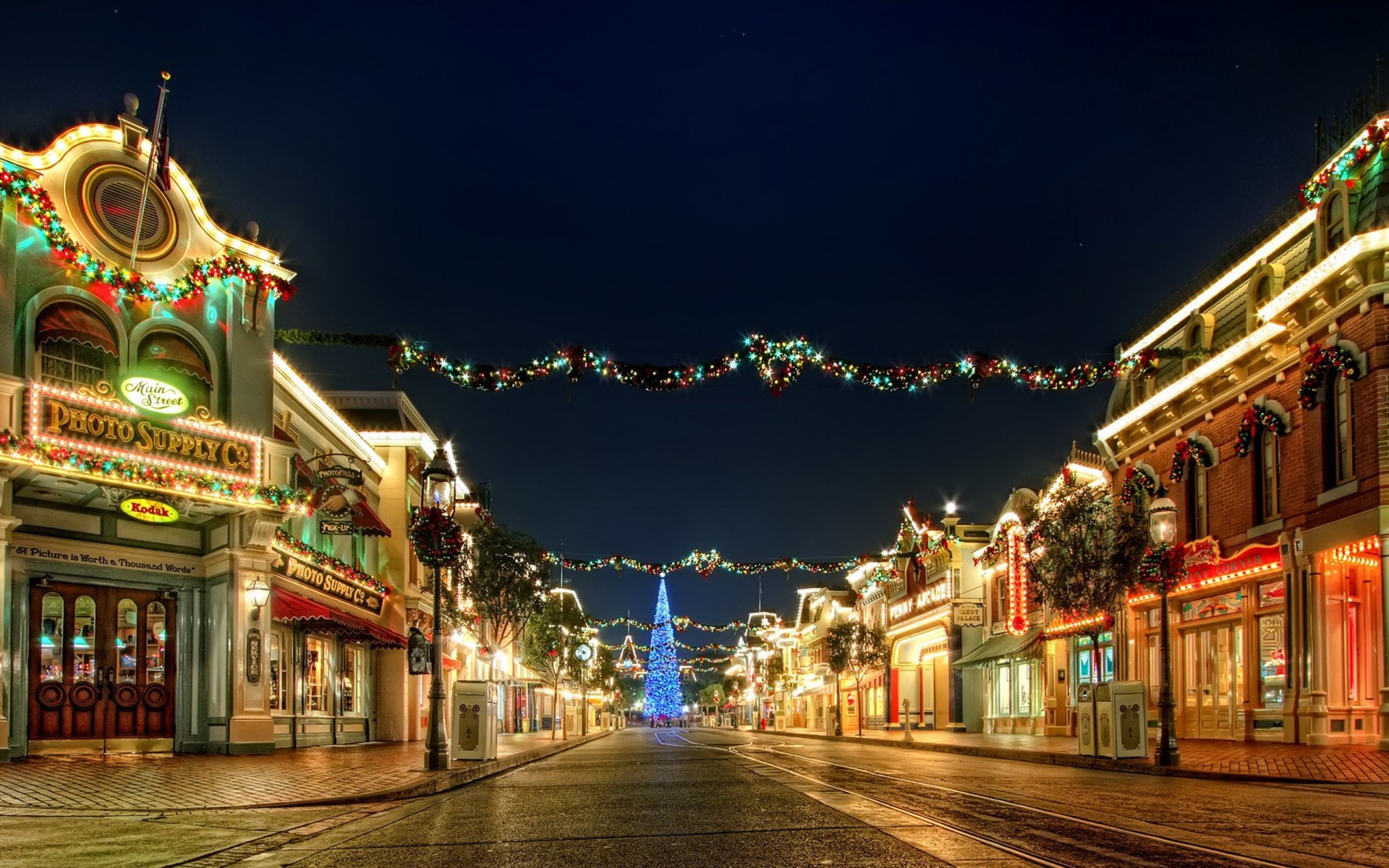 árbol de navidad luces decoración año nuevo ciudad