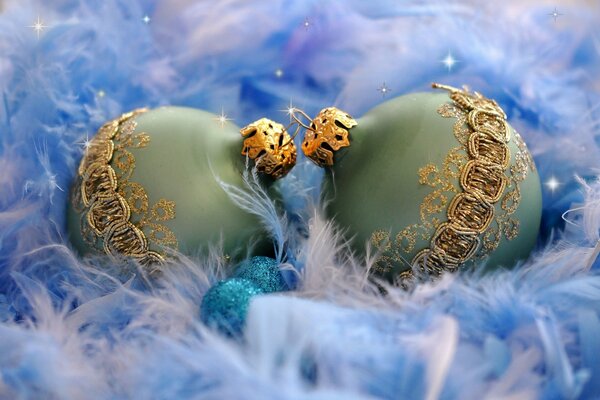 Elegant Christmas balls of blue color