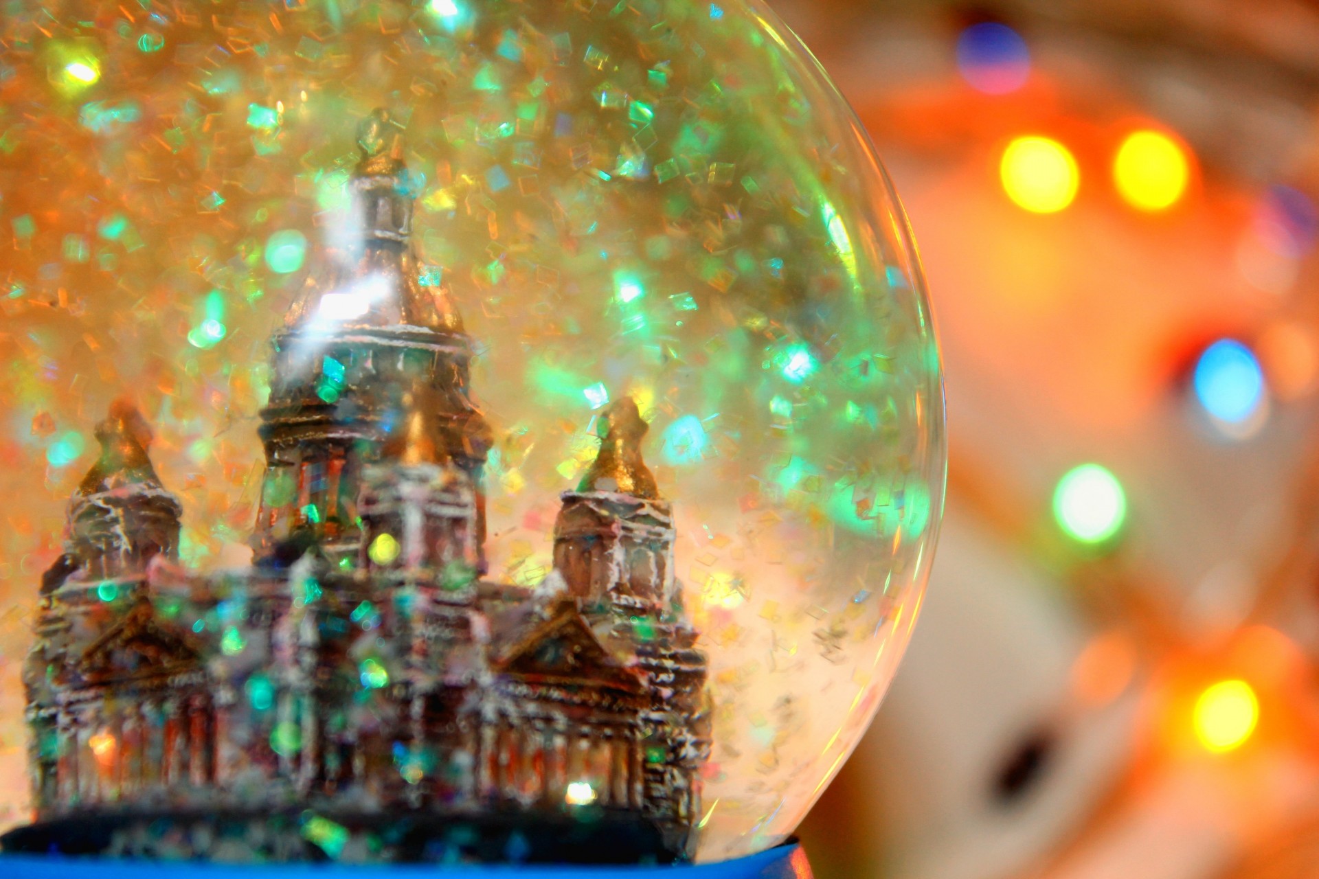 cathedral happiness christmas new year snow globe holiday sequins expectation garland