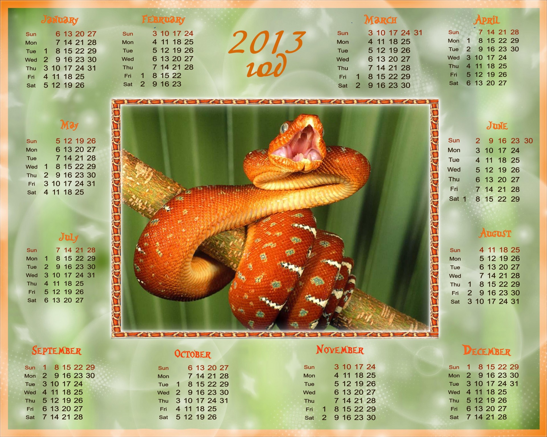 anno del serpente capodanno calendario