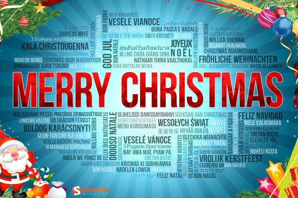 Merry Christmas greetings in different languages