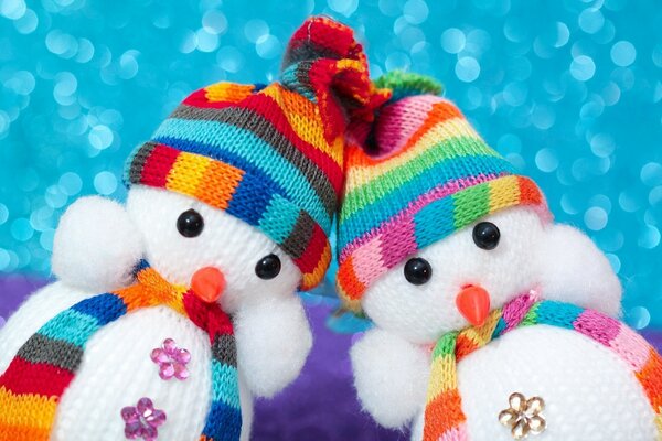 Two cute toy snowmen