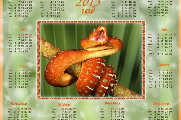 Calendrier avec l image de l année du serpent