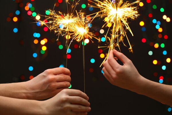 Sparklers were lit on New Year s Eve