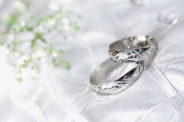 Wedding rings on macro shooting