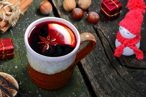 A cup of tea with lemon on holiday