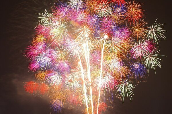 Fuegos artificiales con diferentes colores