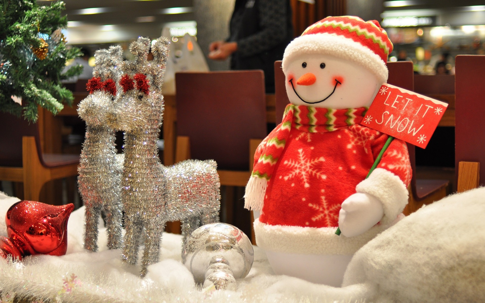 arbre de noël nouvel an noël bonhomme de neige cerf jouets argent