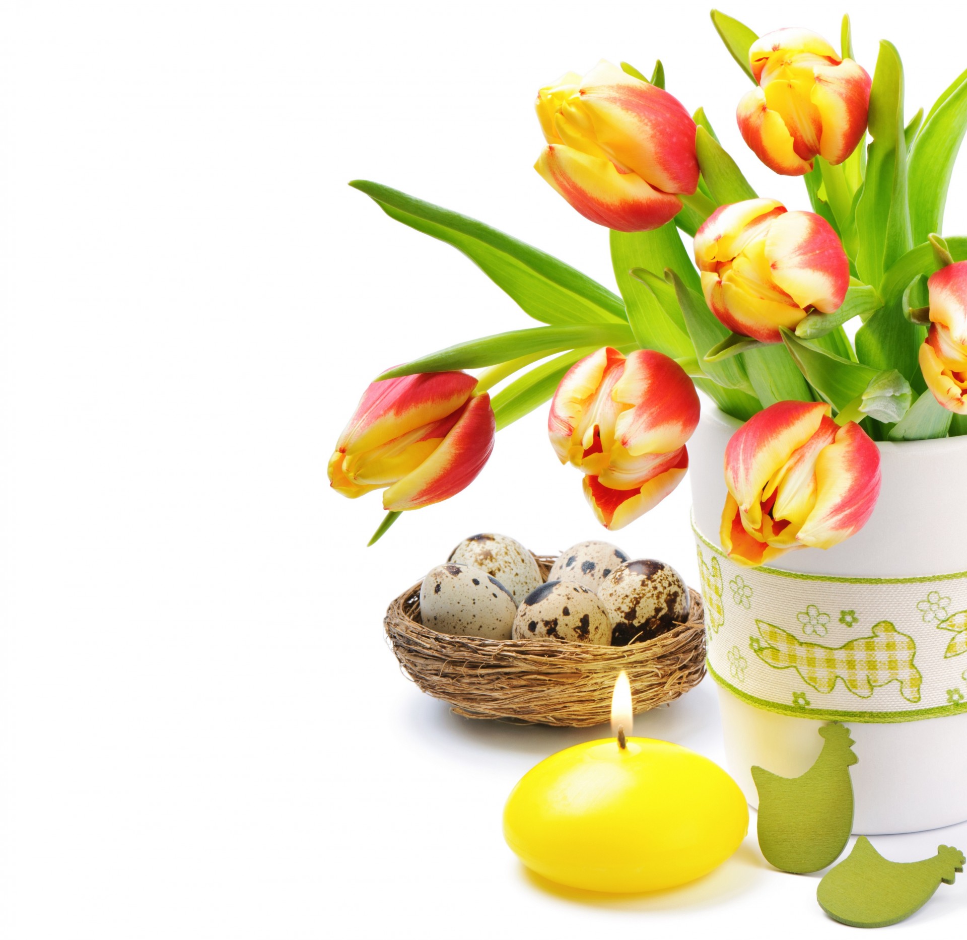 ostern blumen kerzen tulpen eier