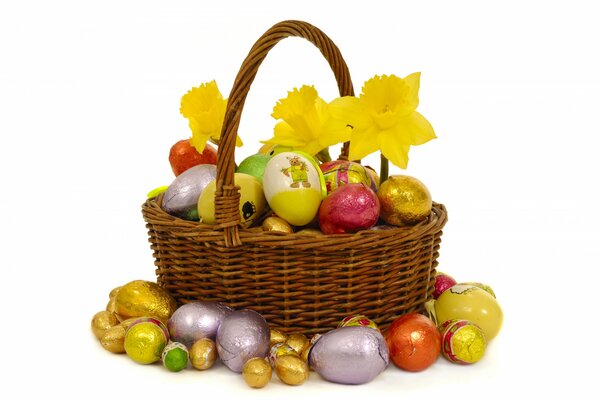 Easter shopping with a basket of krashenok