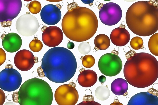 Colorful Christmas balls on a white background