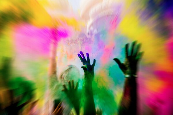 Thousands of hands were raised at the festival of colors