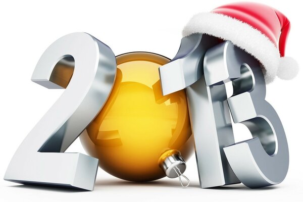 Inscripción 2013. Imágenes de un nuevo año. Sombrero rojo de Santa. Año Nuevo