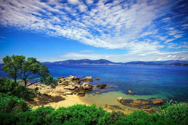 Blue sky over the beauties of the coast