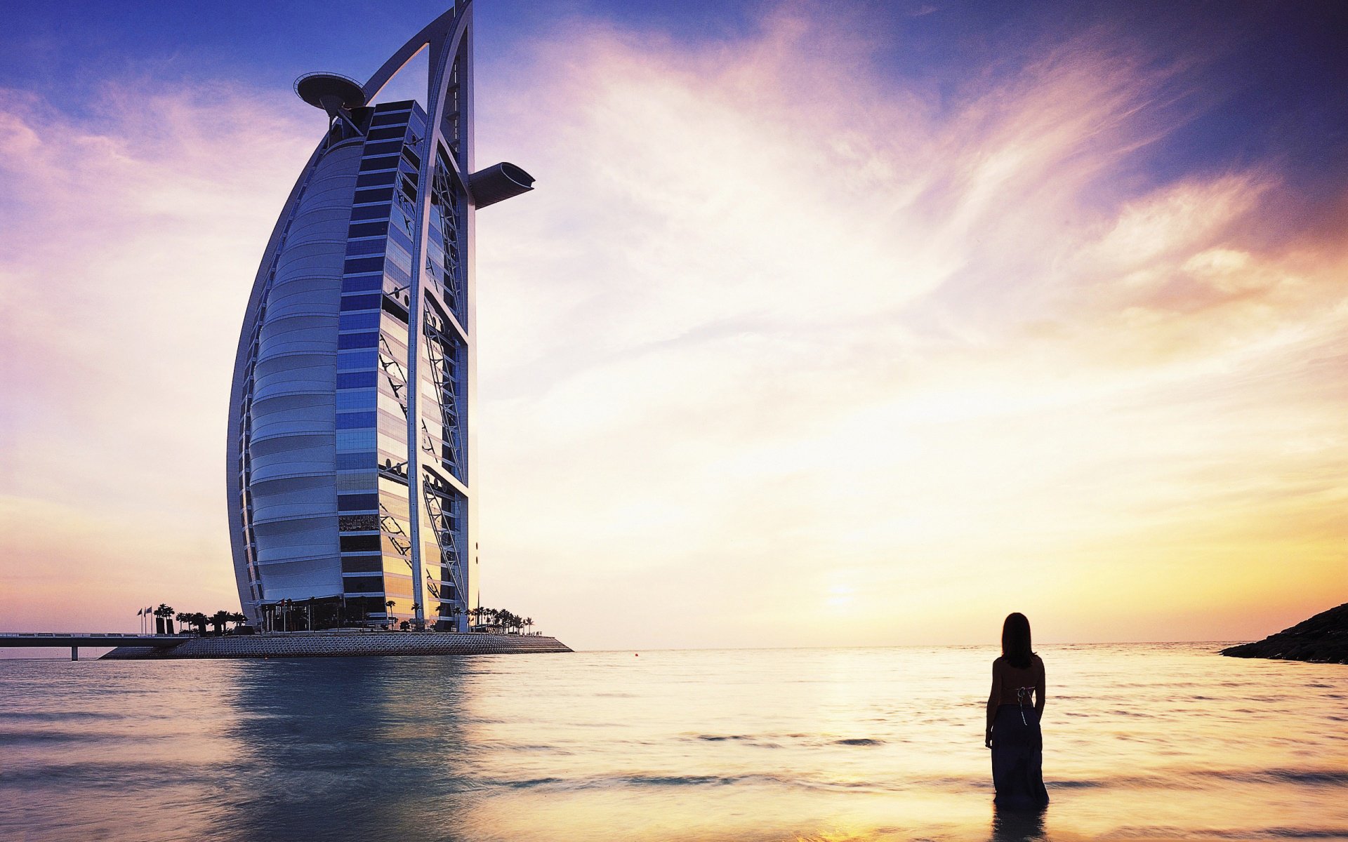 dziewczyna budynek żagiel hotel burj al-arab dubaj dubaj