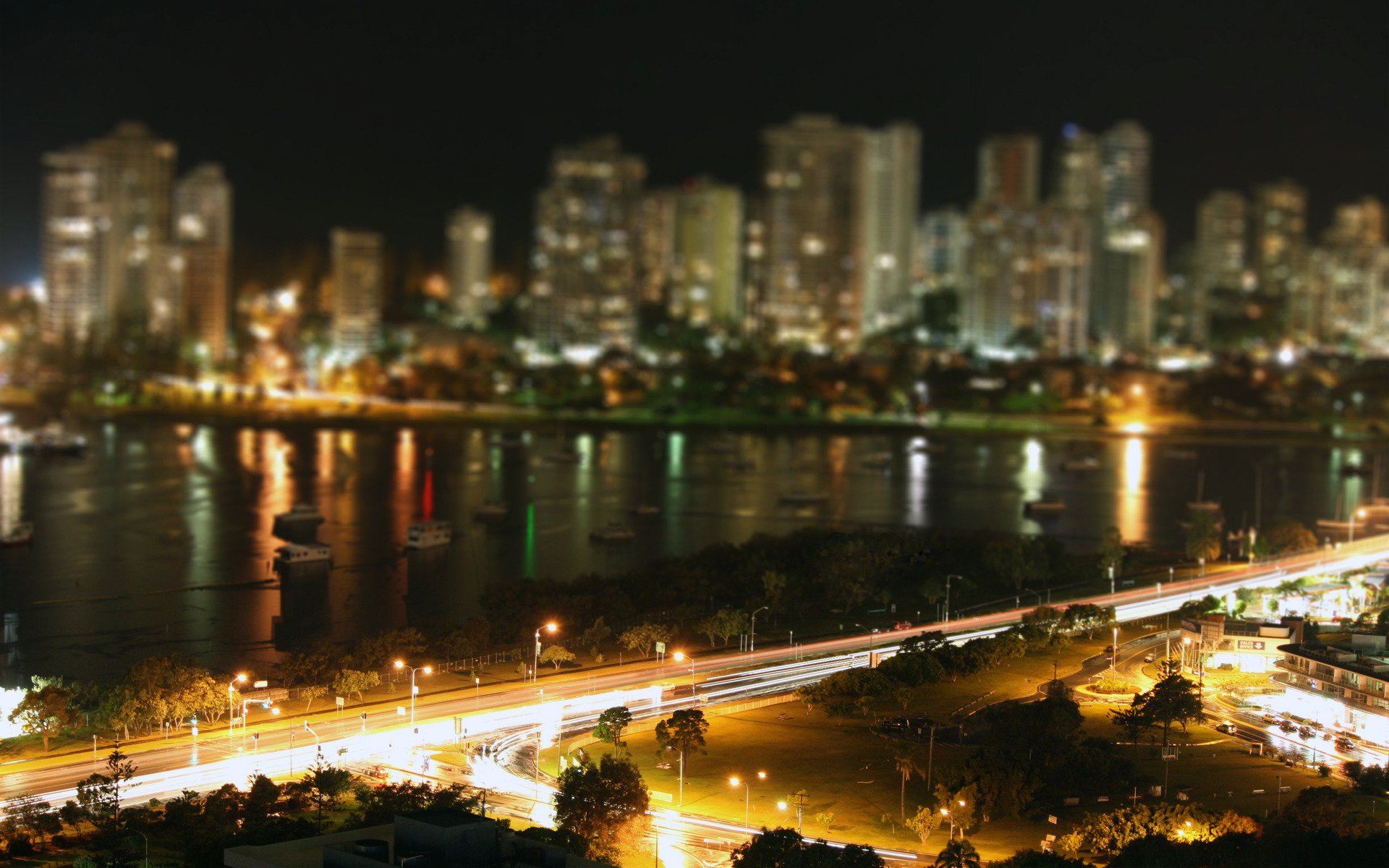 ciudad noche luces carretera río playa principal cambio de toldo