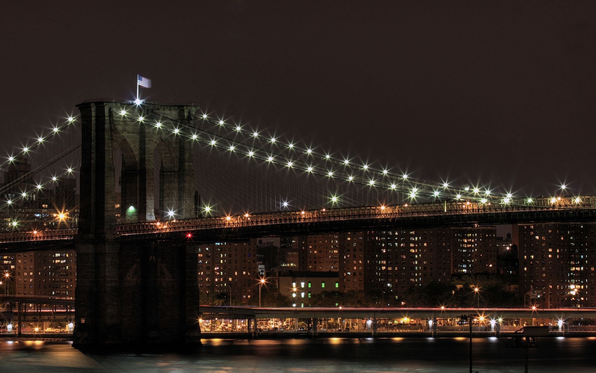 ciudad puente vista noche paisaje