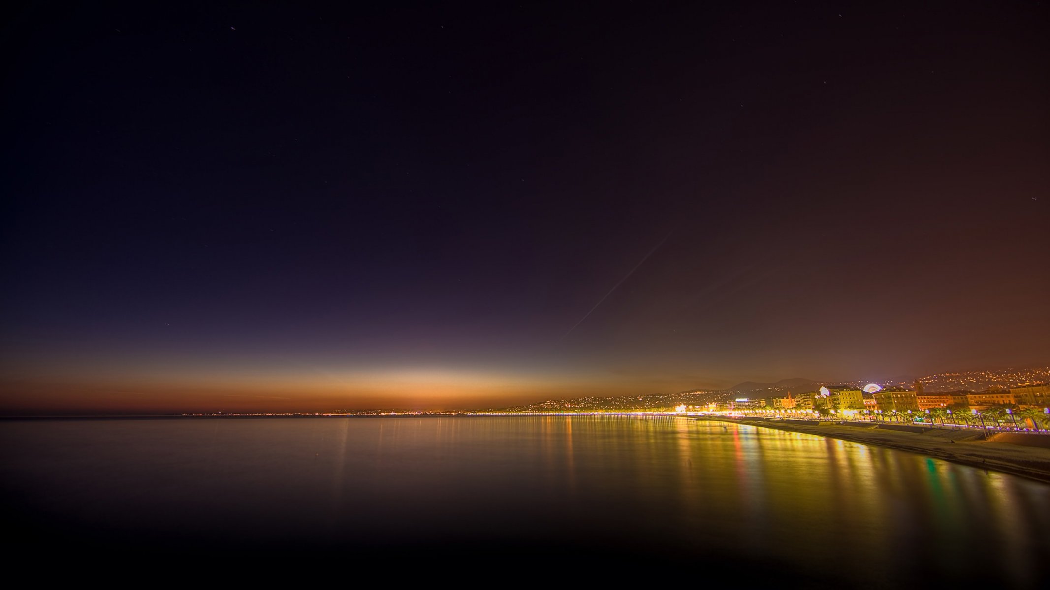 italien stadt nacht licht lichter küste küste häuser gebäude orte ansicht full hd stadt