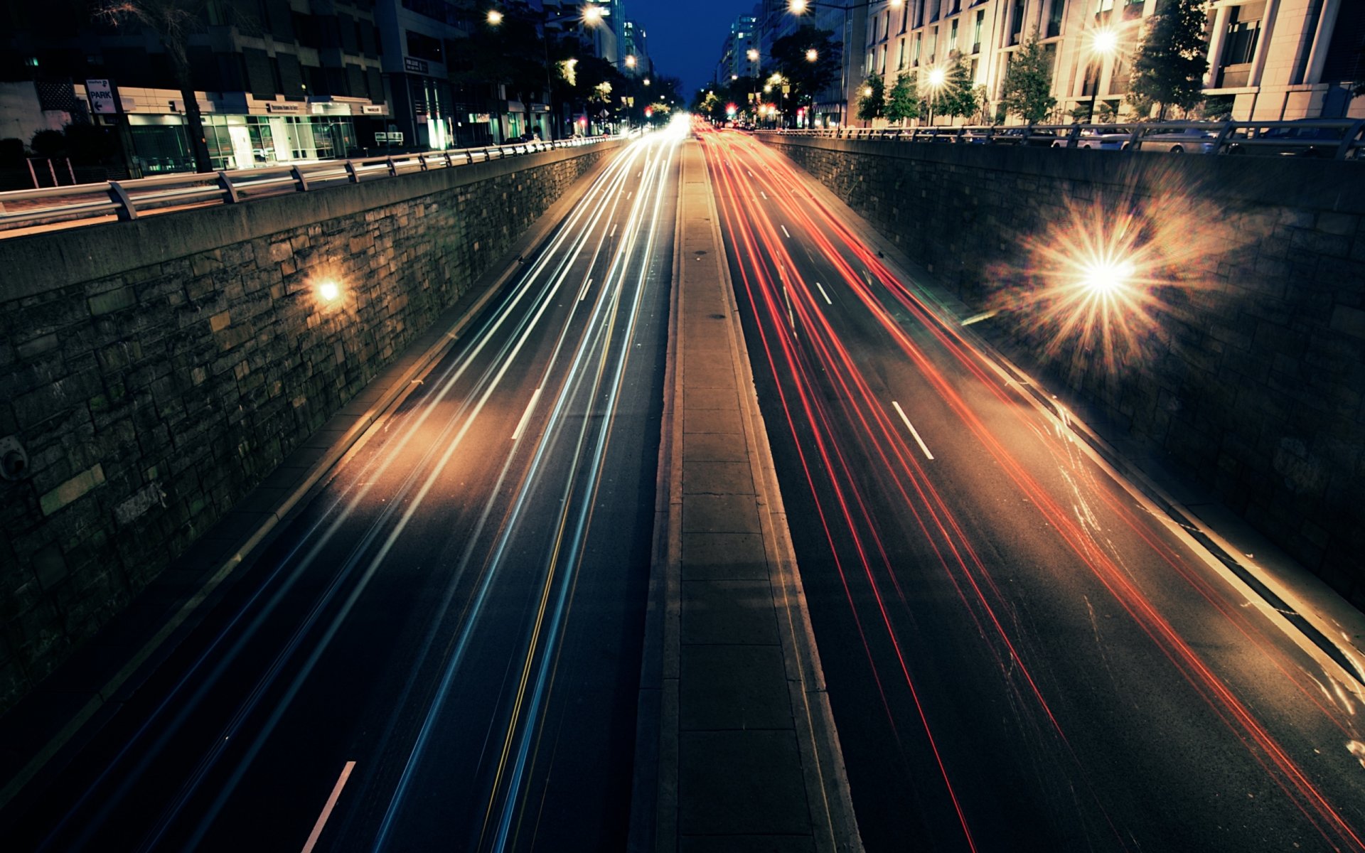 noche ciudad carretera luces tráfico velocidad calles coches