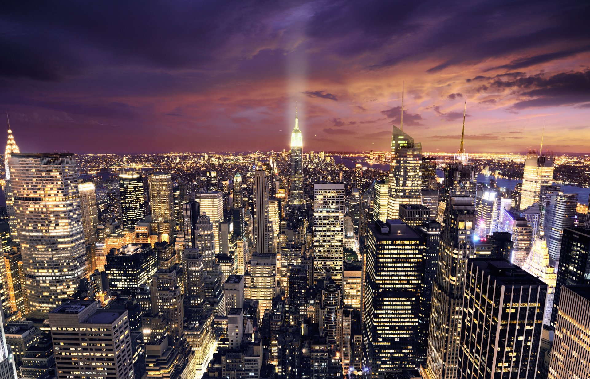 nueva york américa noche luz hogar luces carreteras cielo nubes foto