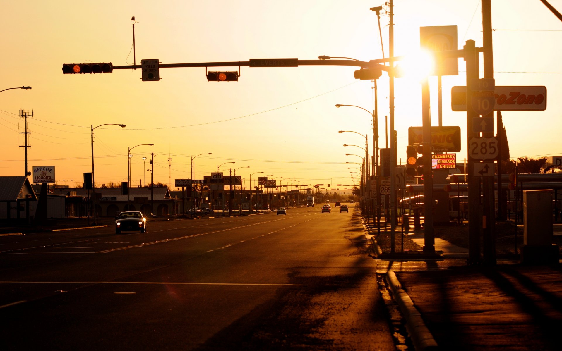 america u. s. a. sera tramonto città strada