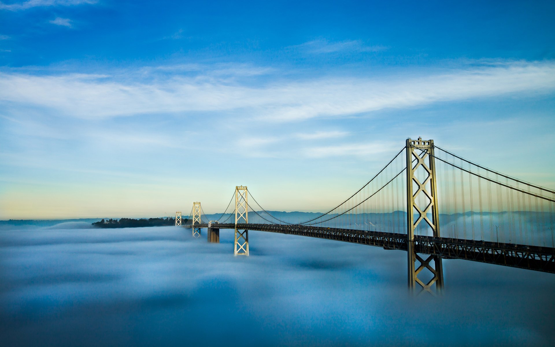 miasta san francisco mgły chmury mosty ameryka usa stany niebo mgła