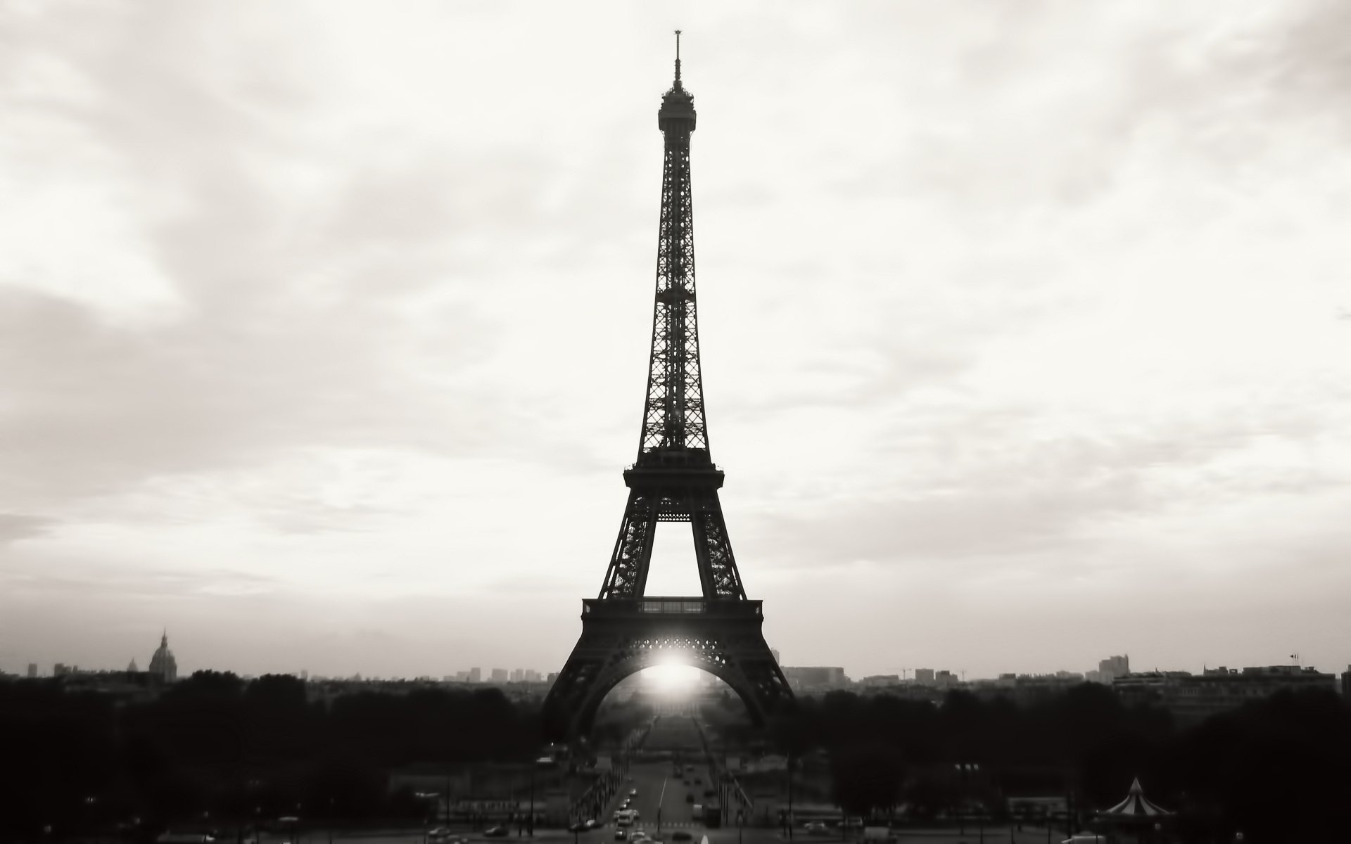 paris eiffel tower france city sky b/w