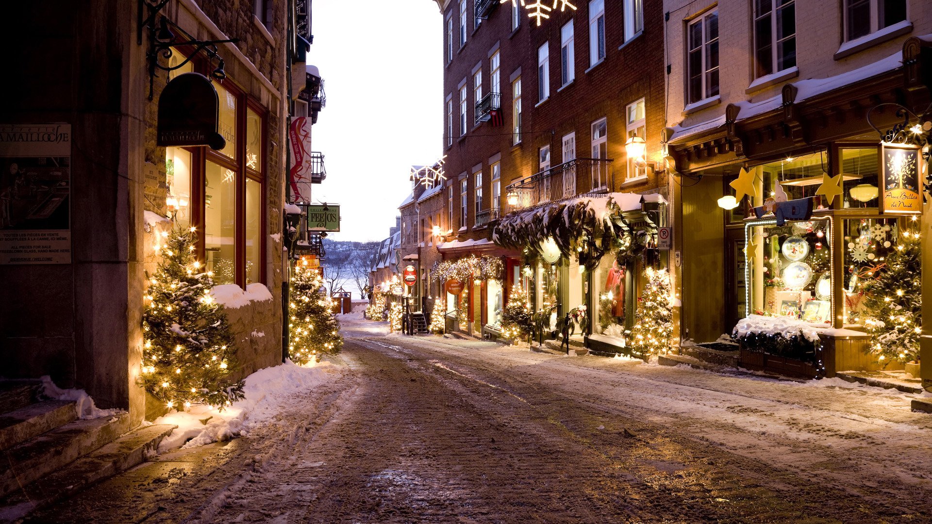 rue ruelle route maison hiver arbres de noël nouvel an noël