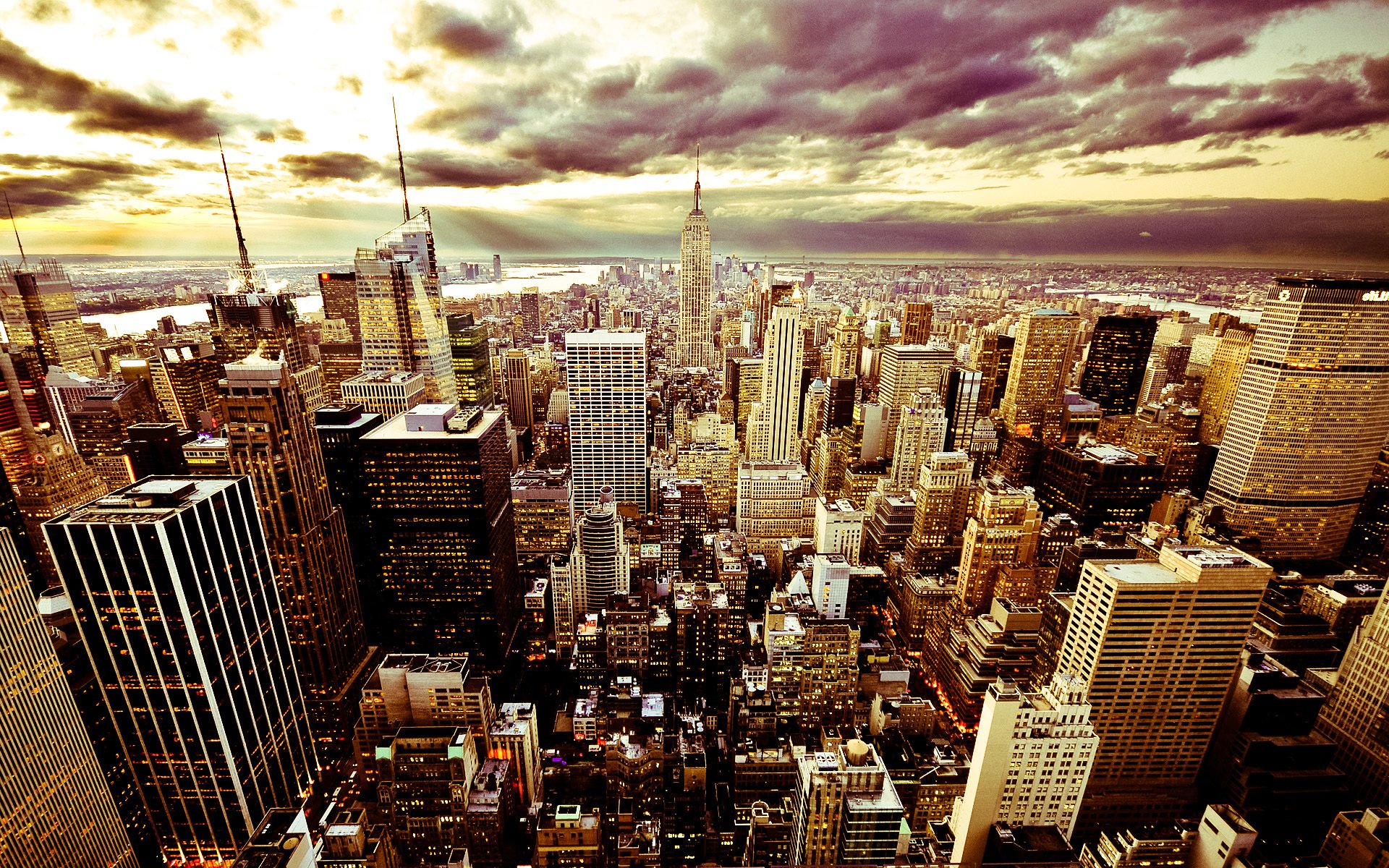 city evening sky clouds america usa new york skyscrapers buildings new york beautiful