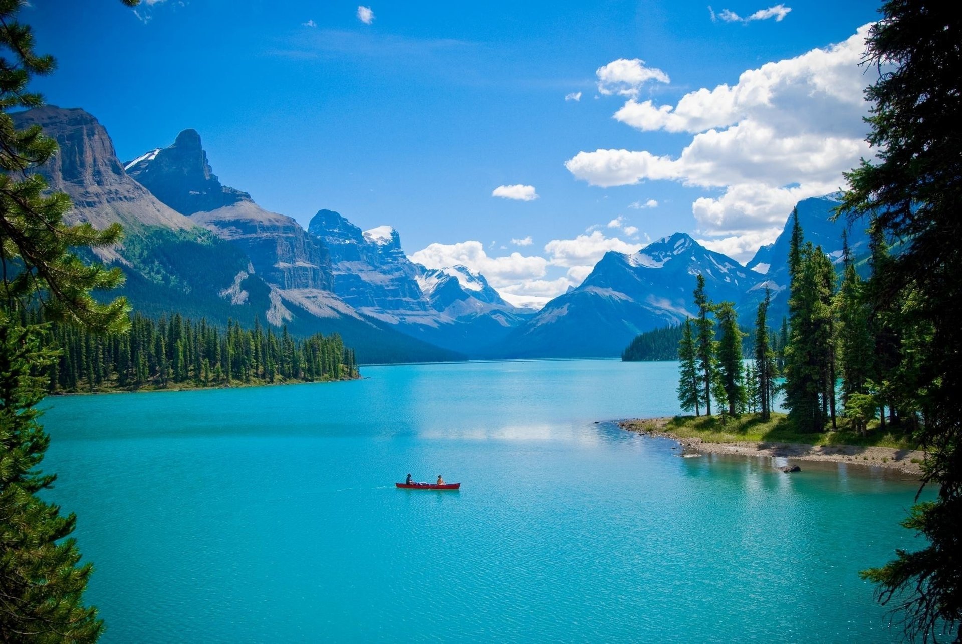 canada barca foresta montagna lago paesaggio