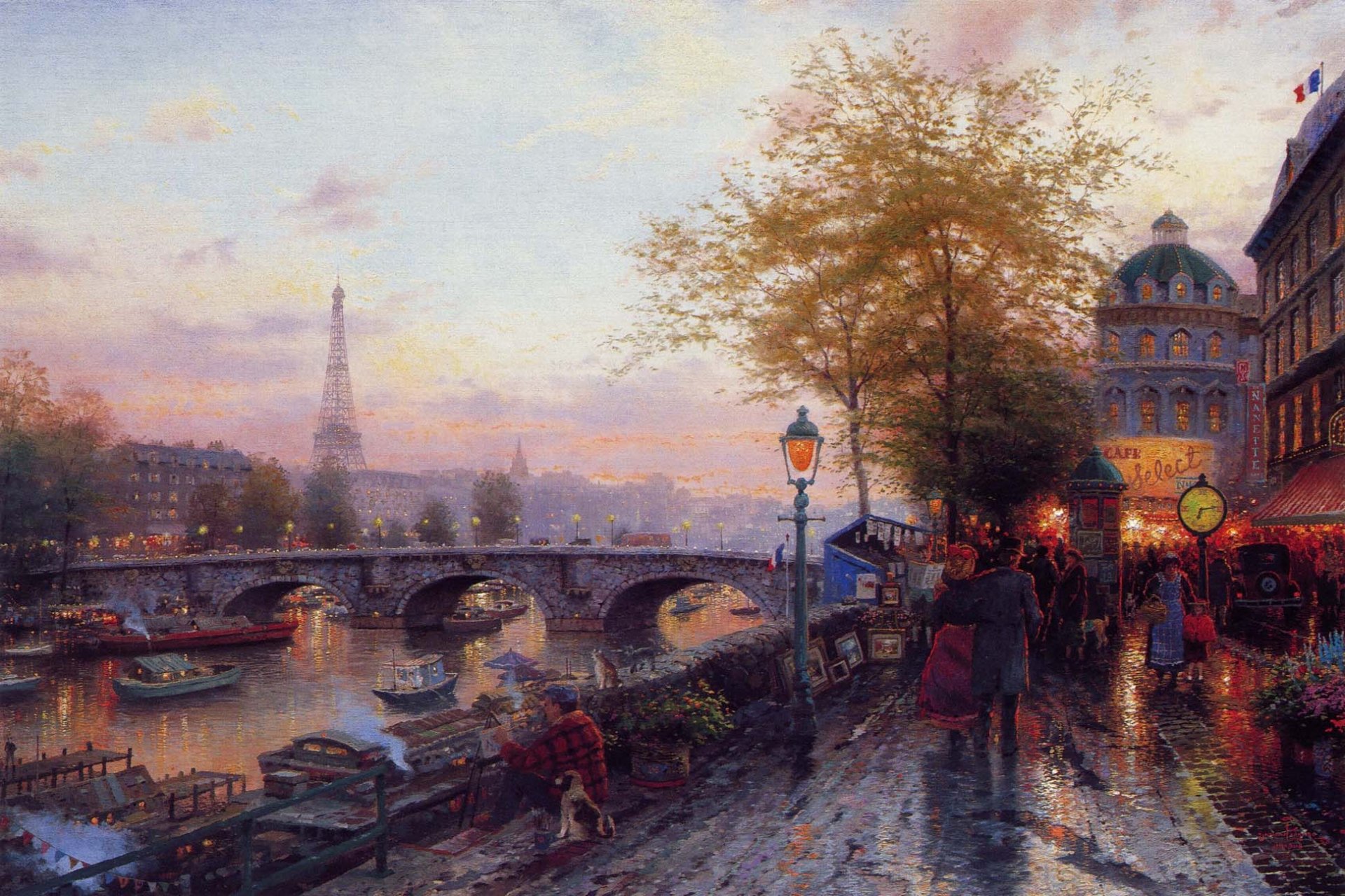 thomas kincaid paris la tour eiffel peinture