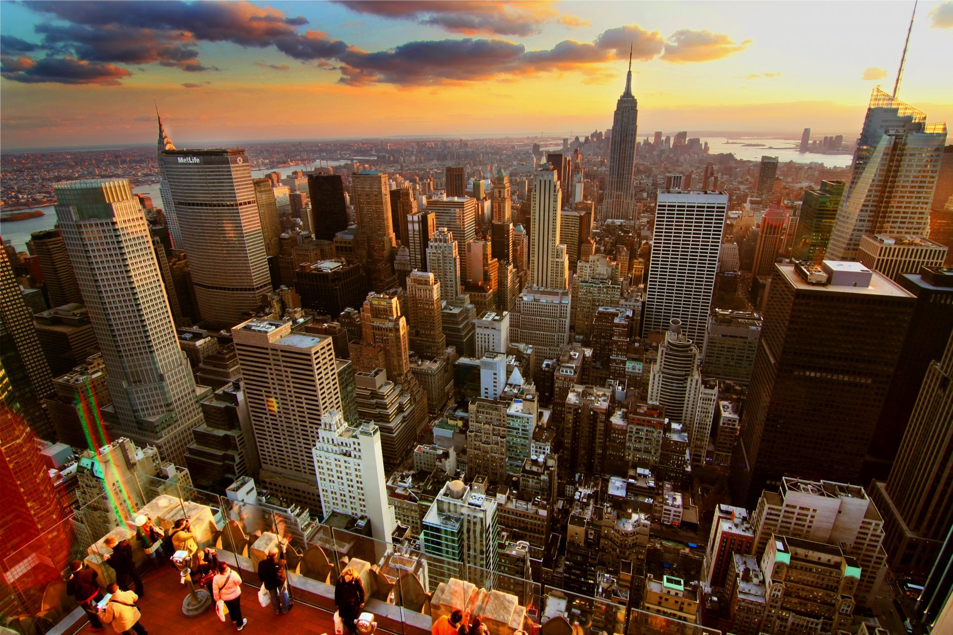 nueva york casas rascacielos tejados puesta de sol