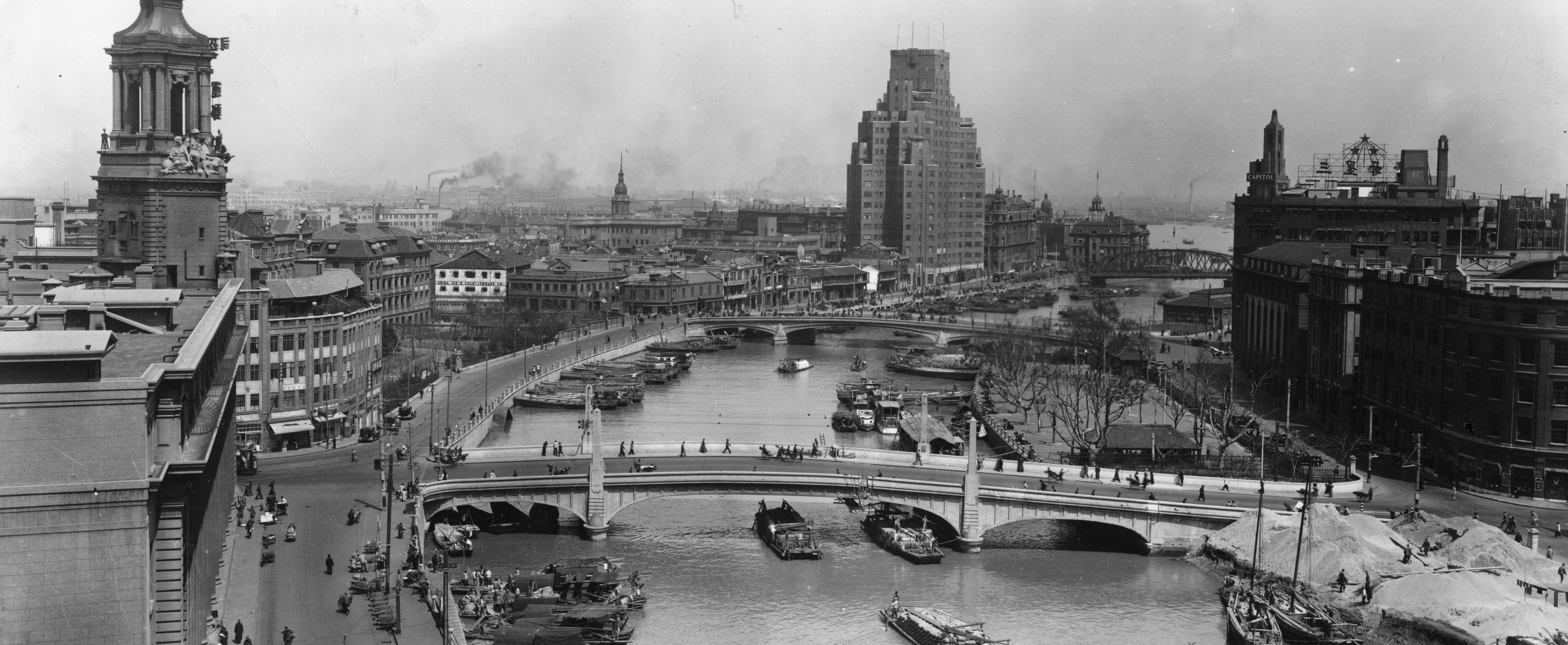 retro alt shanghai 1930er jahre fluss uferpromenade