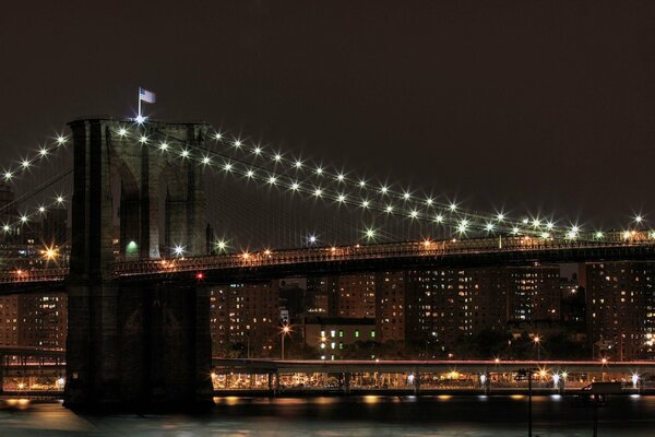 Ciudad puente vista noche paisaje