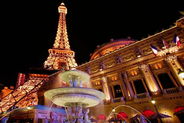 Photo wallpaper evening Paris with Eiffel tower