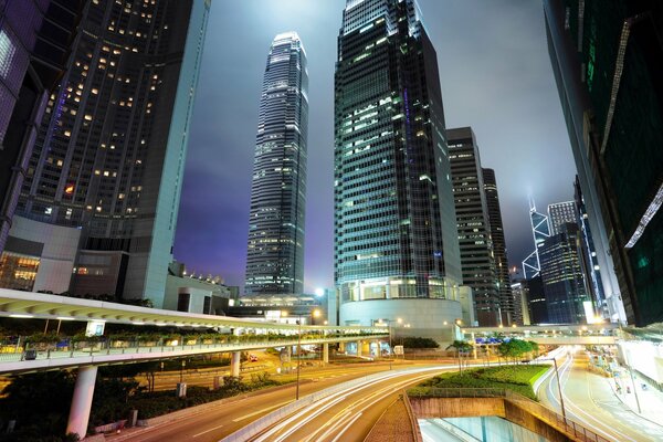 Night lights of high-rise buildings