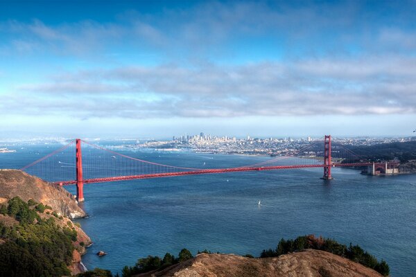 City of America, landscape on the background of the ocean