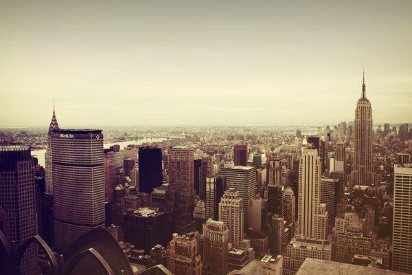 Manhattan skyscrapers, a view from a height