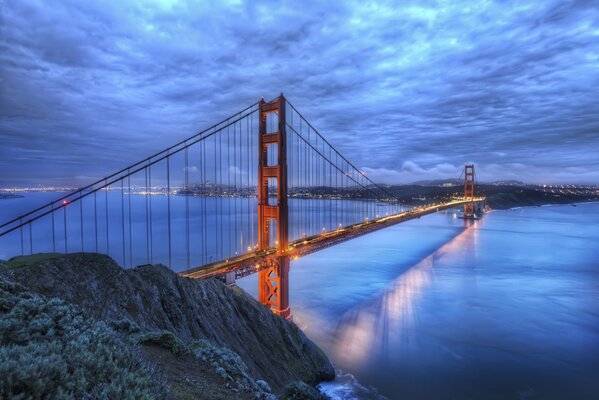 A bridge on the California River. Golden Gate of San Francisco