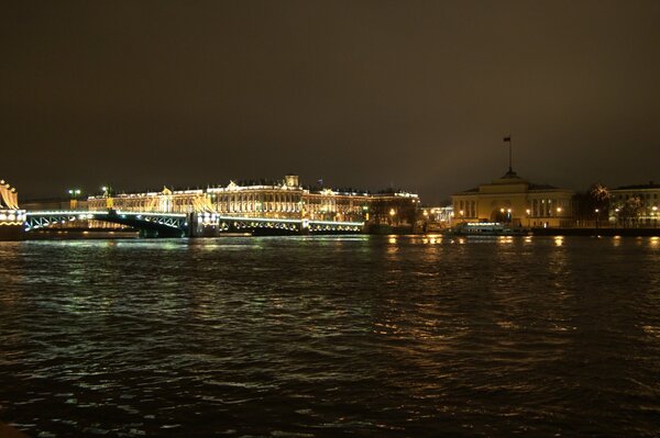 Ponte di notte a San Pietroburgo